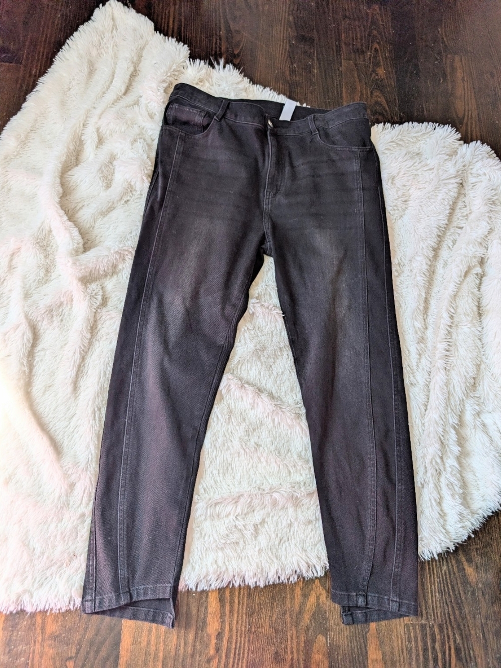 HALARA Black Straight Slim Stretchy Split Hemmed Jeans Size Large Regular